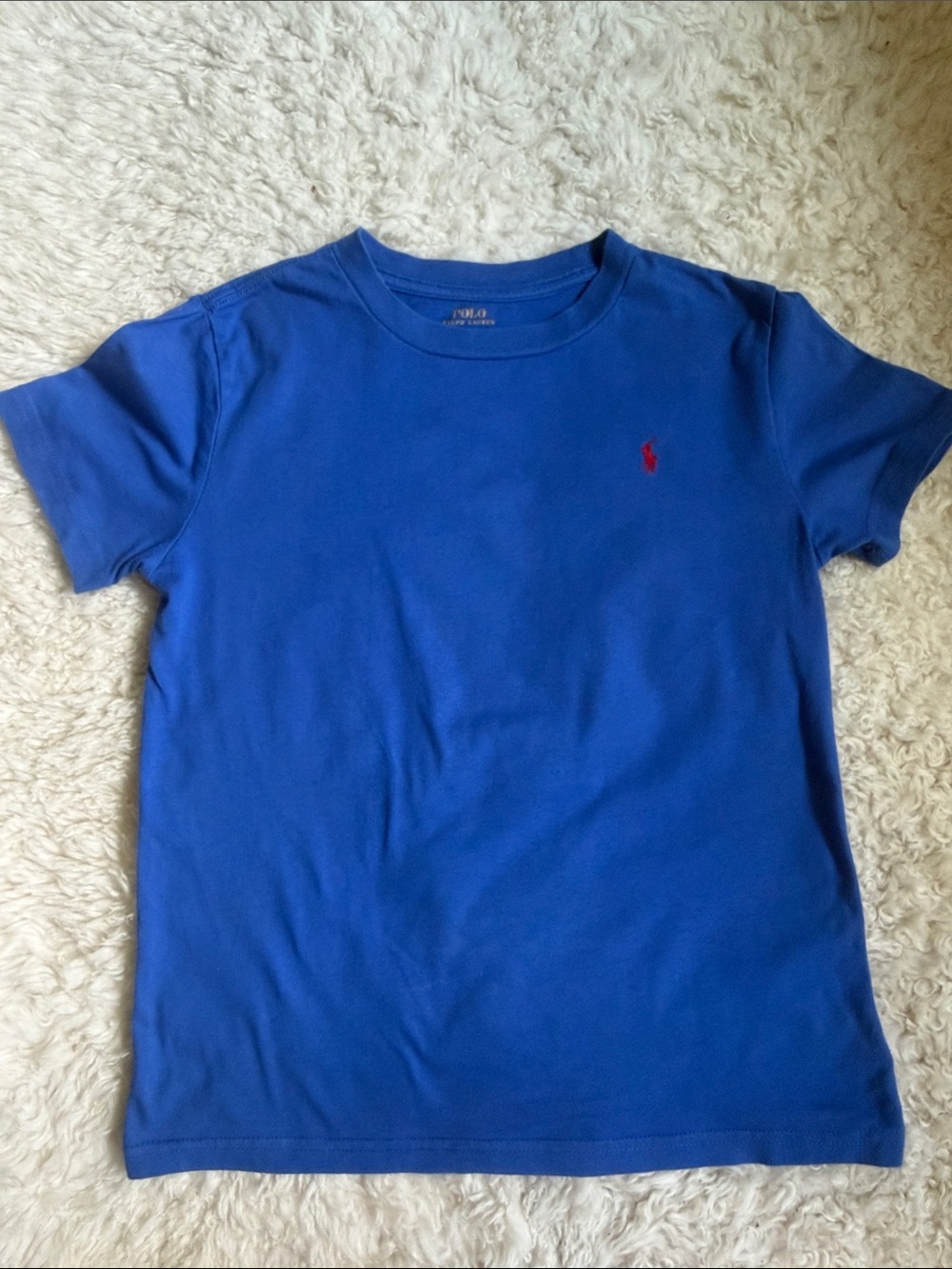 Polo by Ralph Lauren Kids Short Sleeve Crew Tee in Royal Blue with Red Pony 7 Yr
